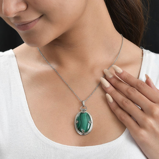Malachit Schmuckset Edelstahl ca. 38,64 ct.