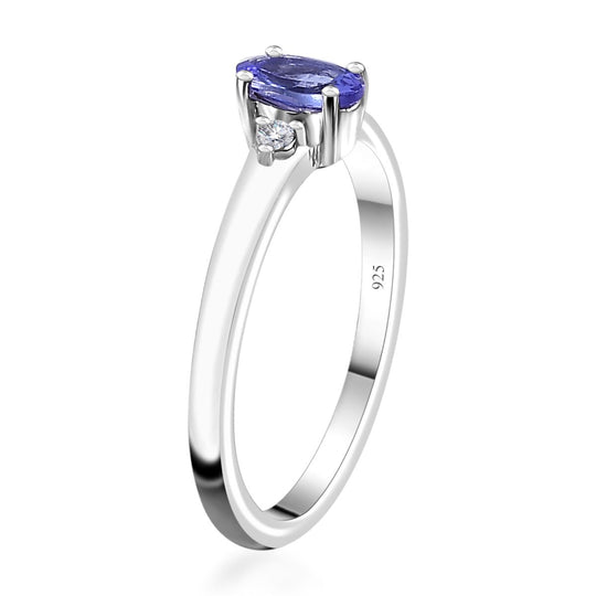 3er Set - Tansanit Ohrringe, Anhänger und Ring (Größe 20.00), 925 Silber rhodiniert ca. 1.71 ct