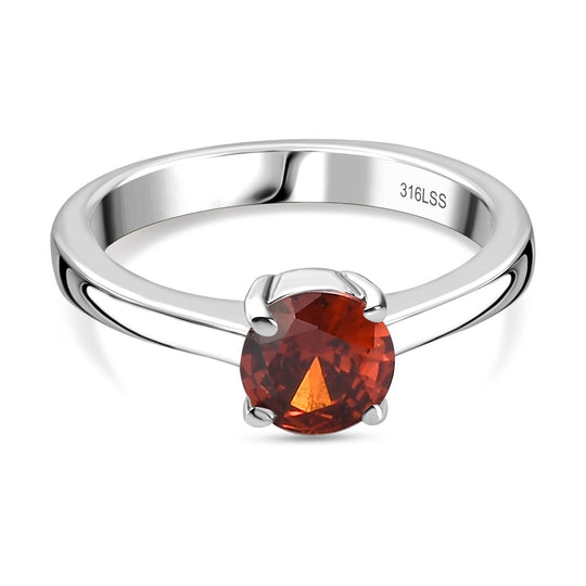 3er Set - Rubin Zirkonia Anhänger mit Kette, Ring und Ohrringe (Größe 19.00), Edelstahl