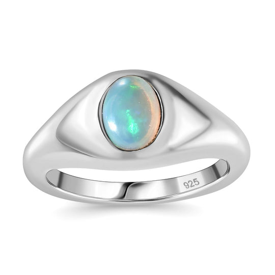 AA Natürlicher, äthiopischer Welo Opal Schmuckset 925 Silber rhodiniert (Größe 21.00) ca. 1.04 ct