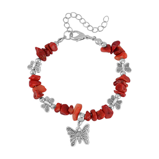 Blauer Howlit, Rote Koralle Schmuckset Legierung Schwarz oxidiert ca. 161.00 ct