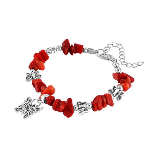 Blauer Howlit, Rote Koralle Schmuckset Legierung Schwarz oxidiert ca. 161.00 ct