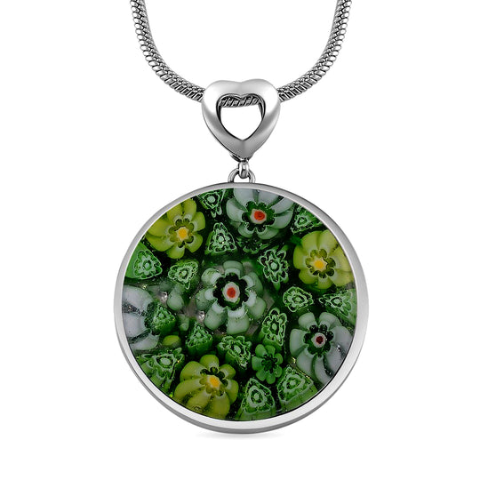 Murano-Stil Glas Anhänger mit Kette, 316L Edelstahl