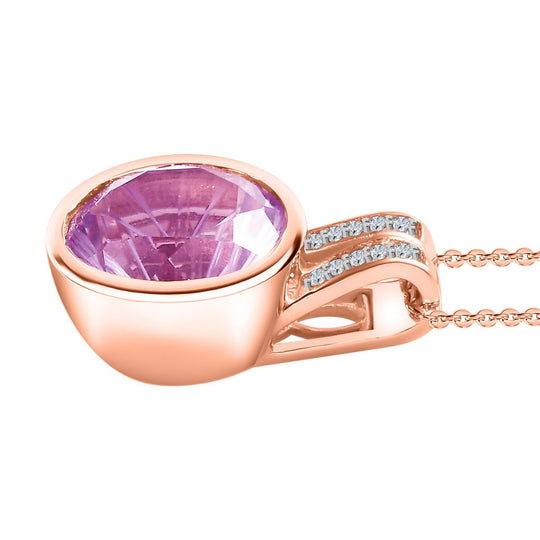 Rose De France Amethyst, Weißer Zirkon Schmuckset 925 Silber 750 Roségold Vermeil ca. 6.84 ct