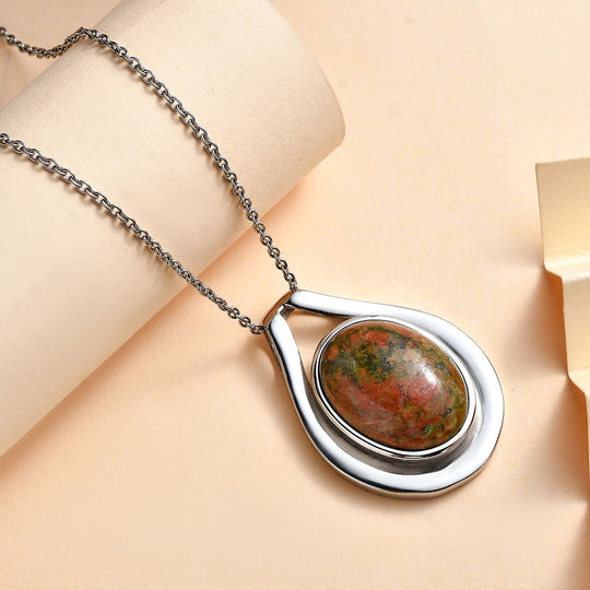 Unakite Schmuckset Edelstahl ca. 17,78 ct.