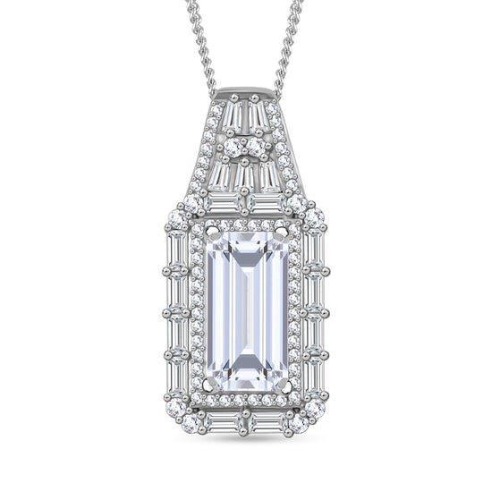 Moissanit Anhänger mit Kette, 925 Silber platiniert, 925 Silber rhodiniert ca. 3.86 ct