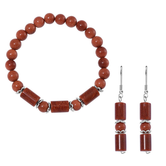 Unakite Schmuckset Reiner Edelstahl ca. 136.00 ct