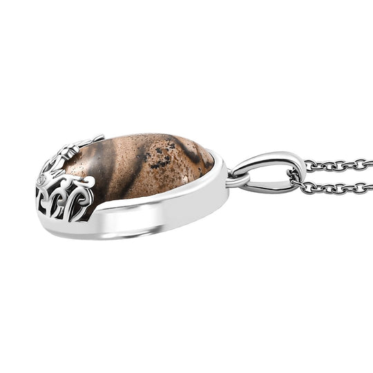 Erdnuss Holz Jaspis Anhänger mit Kette, ca. 20.00 ct