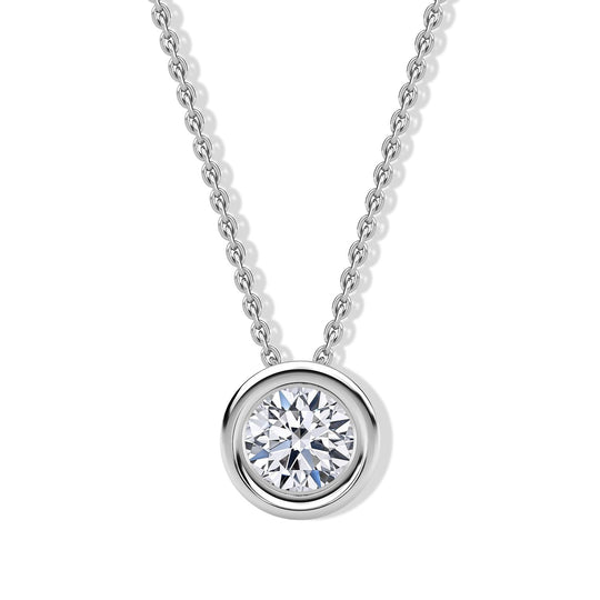LUXURIANT VS-EF Labor Diamant Anhänger mit 45+5cm Kette, 925 Silber platiniert- 0,25 ct.