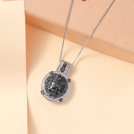 AA Alexandrit, Kaffee Zirkon Anhänger mit Kette (ca. 50 cm), 925 Silber rhodiniert ca. 2.42 ct