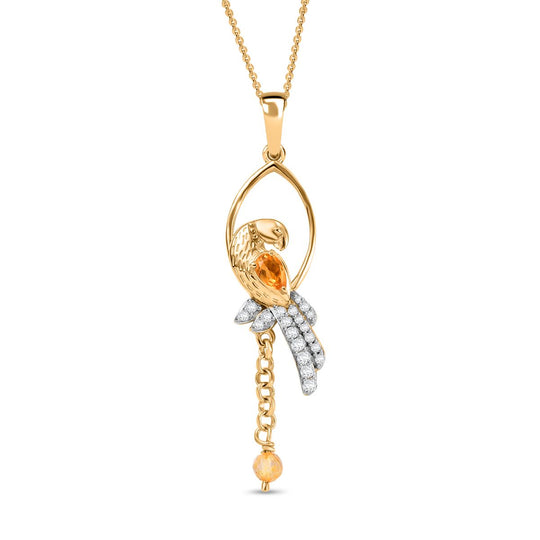 GP Kollektion - Citrin Schmuckset 925 Silber 750 Gelbgold Vermeil ca. 0.78 ct