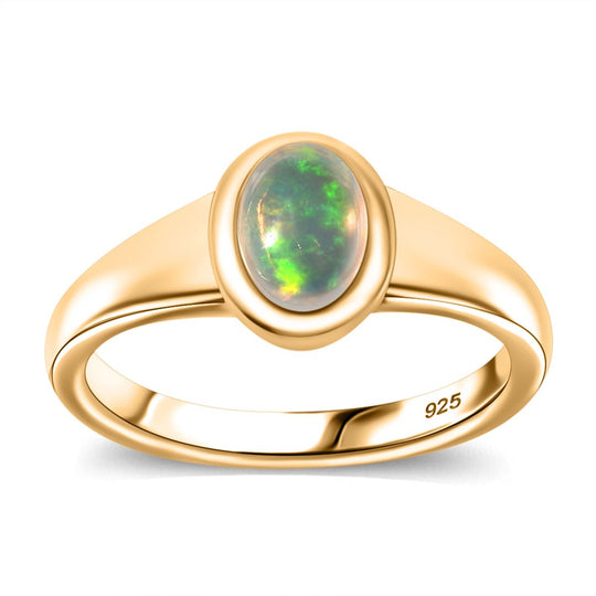 3er Set- AA Natürlicher, äthiopischer Welo Opal Schmuckset 925 Silber 750 Gelbgold Vermeil ca. 1.61 ct