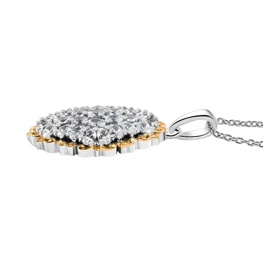 Zirkonia Anhänger mit Kette ca. 45 cm, 925 Silber rhodiniert und 750 Gelbgold Vermeil