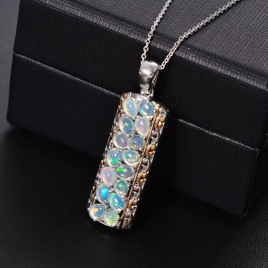 Natürlicher, äthiopischer Welo Opal Schmuckset 925 Silber rhodiniert ca. 1.51 ct