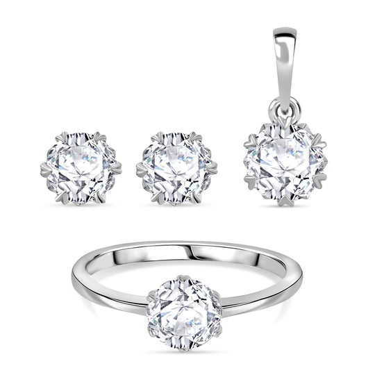Moissanit Schmuckset 925 Silber rhodiniert ca. 2,48 ct.