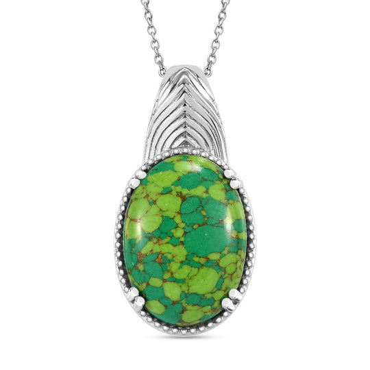 Unakite Anhänger mit Kette, 316L Edelstahl ca. 30.00 ct