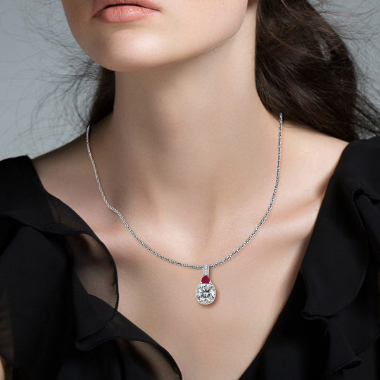 Moissanit, Niassa Rubin Schmuckset ca. 50 cm 925 Silber rhodiniert ca. 3.65 ct