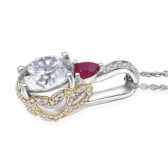 Moissanit, Niassa Rubin Schmuckset ca. 50 cm 925 Silber rhodiniert ca. 3.65 ct