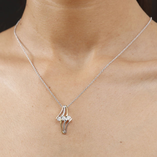LUXURIANT DIAMOND - Lab Grown Diamant SI-GH Anhänger mit Kette ca. 50 cm, 925 Silber, tricolor, ca. 0.75 ct