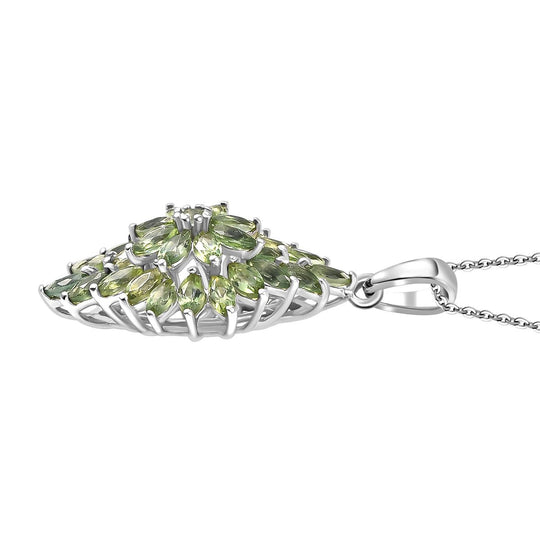 Natürlicher grüner Apatit Anhänger mit Kette ca. 50 cm, 925 Silber rhodiniert ca. 2.50 ct