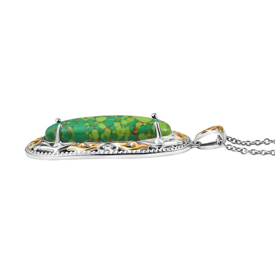Grünes Türkis Schmuckset mit Magnet, 950 Kupfer bicolor ca. 17,00 ct
