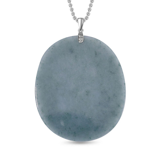 Natürlicher Olmek Jadeit Anhänger mit Kette ca. 50 cm, 925 Silber rhodiniert ca. 105.00 ct