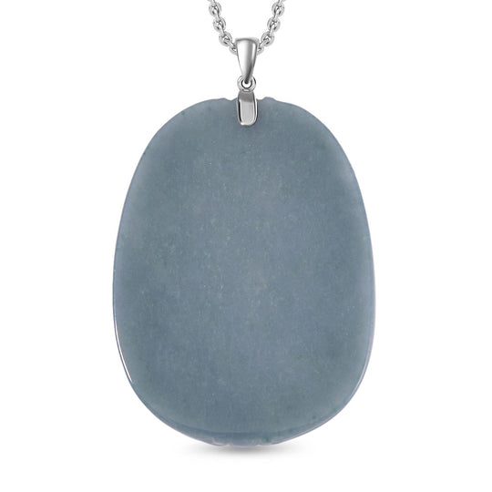 Natürlicher Olmek Jadeit Anhänger mit Kette ca. 50 cm, 925 Silber rhodiniert ca. 105.00 ct