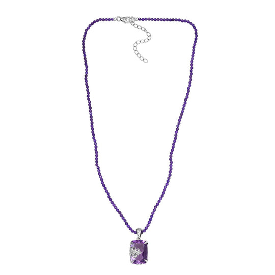 Rosa Amethyst, Afrikanischer Amethyst Anhänger mit Kette ca. 50 cm, 925 Silber rhodiniert ca. 45.00 ct