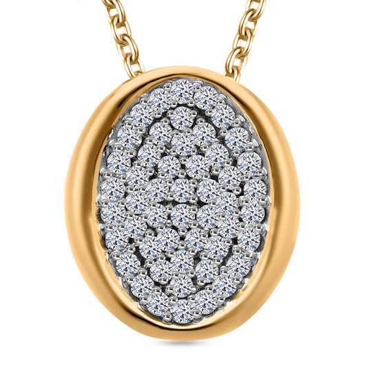 LUXURIANT DIAMOND - Lab Grown Diamant SI-GH SGL zertifiziert Anhänger mit Kette ca. 50 cm, 925 Silber Gelbgold Vermeil ca. 0.50 ct