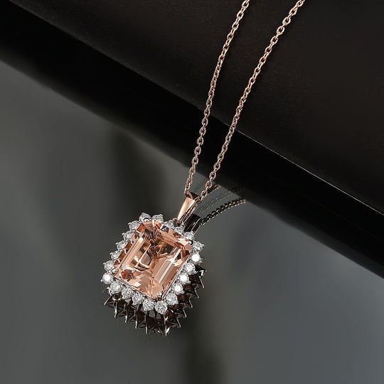 LUXORO AAA Morganit, Weißer Diamant Schmuckset ca. 50 cm 417 Gold ca. 6.95 ct