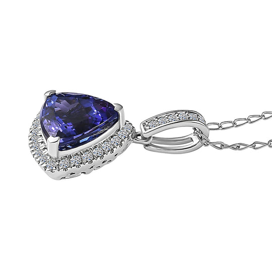 Rhapsody AAAA Tansanit, Weißer Diamant AGI zertifiziert Schmuckset ca. 50 cm 950 Platin ca. 3.91 ct
