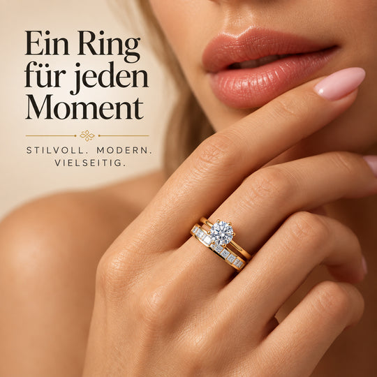 D'Joy 1,57 ct. 2er-Set Moissanit Stacking Ringe, 925 Silber rhodiniert