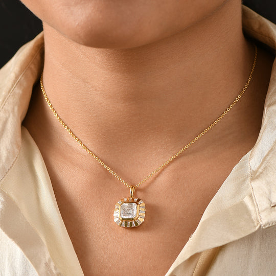Djoy Moissanit Anhänger mit Kette ca. 45 cm, 925 Silber 750 Gelbgold Vermeil ca. 6.47 ct