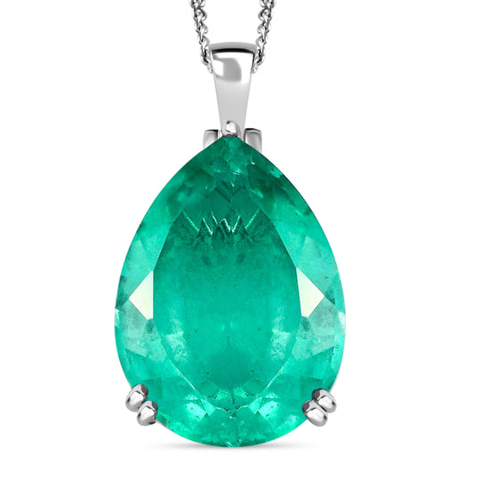 Smaragd-Triplett-Quarz-Anhänger mit Kette, 925 Silber platiniert ca. 50.56 ct