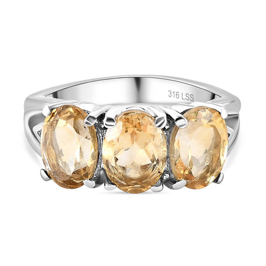 Citrin Ring und Anhänger, Edelstahl ca. 7,36 ct
