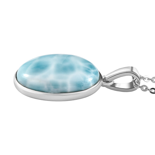 Larimar Anhänger mit Kette, 925 Silber platiniert ca. 28.65 ct