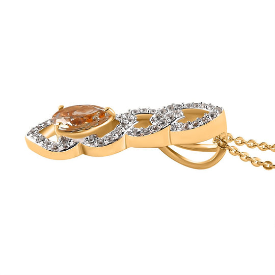 AAA Turkizit und weißer Zirkon-Anhänger mit Kette, 925 Silber Gelbgold Vermeil ca. 1.12 ct