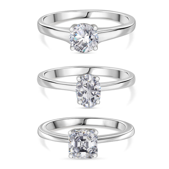 3er Set - D joy Moissanit Ring, 925 Silber rhodiniert (Größe 19) ca. 2,65 ct.