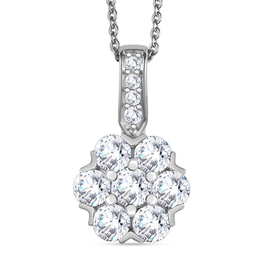Moissanit Anhänger mit Kette ca. 50 cm, 925 Silber rhodiniert ca. 1.51 ct