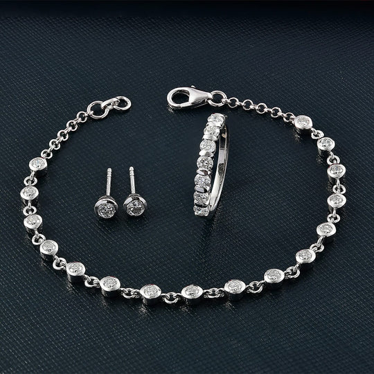 LUXURIANT DIAMOND - Lab Grown Diamant Schmuckset 925 Silber Rhodiniert (Größe 17) (10-15 Werktage Lieferzeit) ca. 2.75 ct