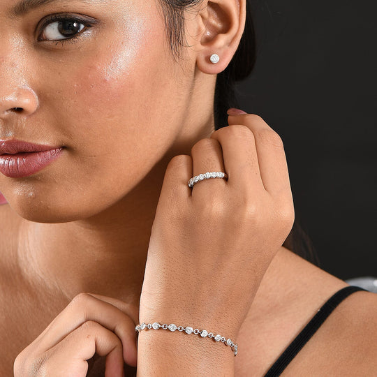 LUXURIANT DIAMOND - Lab Grown Diamant Schmuckset 925 Silber Rhodiniert (Größe 17) ca. 2.75 ct