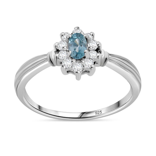 2er Set - AA Blauer Zirkon Anhänger und Ring, Größe (21.00), 925 Silber rhodiniert ca. 1.14 ct
