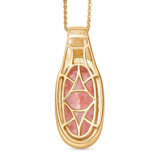 SHOPLC EXKLUSIV D joy Blattgold-Quarz Anhänger mit Kette, 925 Silber 750 Gelbgold Vermeil ca. 10.75 ct