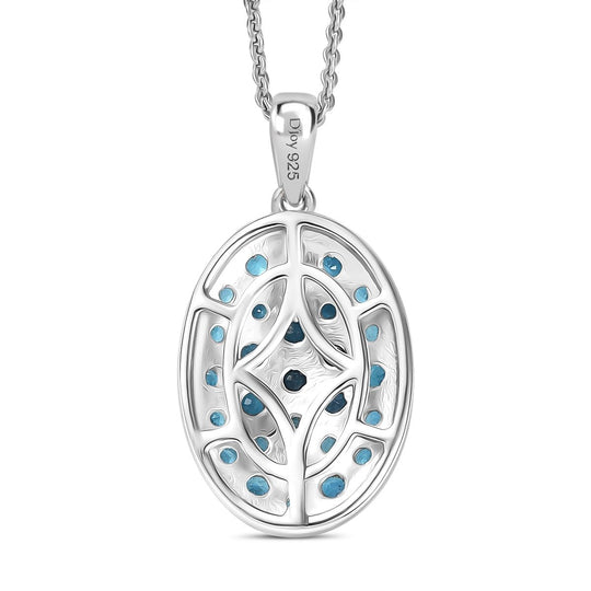 D joy Malgache Neon Apatit Anhänger mit Kette ca. 45 cm, 925 Silber rhodiniert ca. 1.70 ct