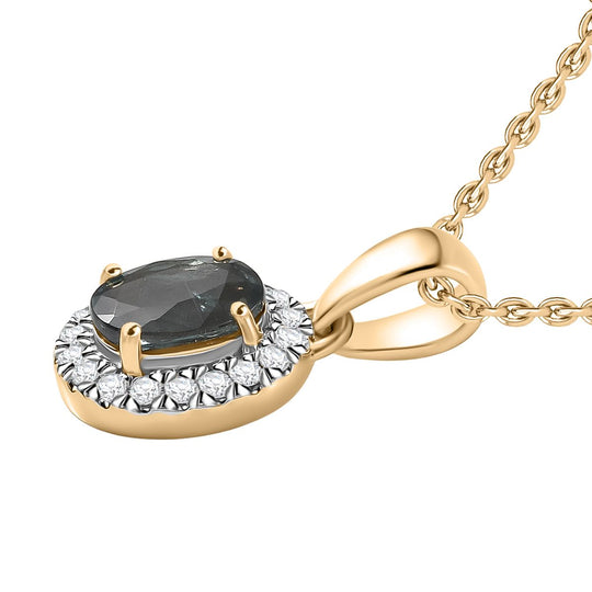 AAA Alexandrit, Weißer Diamant Anhänger mit Kette ca. 45 cm, 585 Gelb Gold ca. 1.50 ct