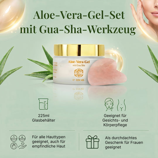 SQIN Botanicals - Aloe Vera Gel Set 225 ml mit Labradorit Gua Sha