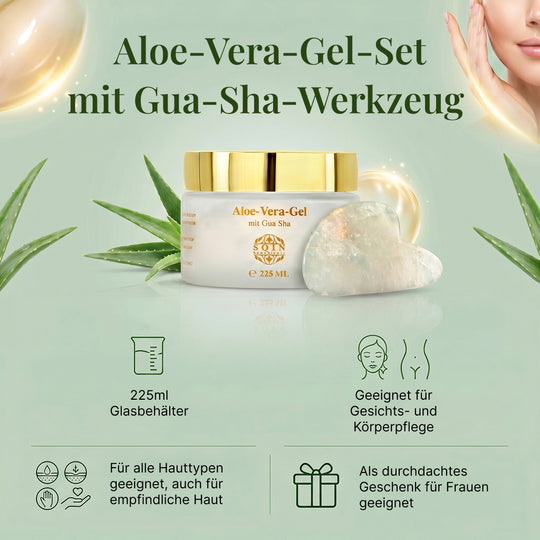SQIN Botanicals Aloe Vera Gel Set 225 ml mit Rauchquarz Gua Sha