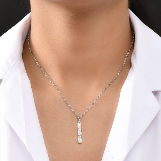 AA Natürlicher, äthiopischer Welo Opal, Weißer Zirkon Schmuckset 925 Silber platiniert und Edelstahl platiniert ca. 1,05 ct.