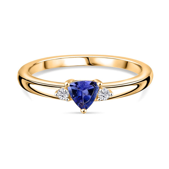 3er Set - D'Joy Tansanit Ohrringe, Ring und Anhänger, 925 Silber vergoldet (Größe 20.00) ca. 1.15 ct