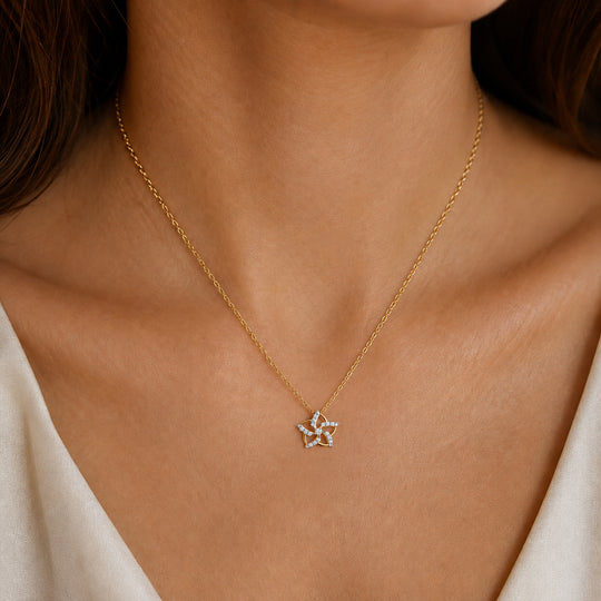 LUXURIANT SGL zertifizierter SI-GH Labor Diamant Anhänger mit 50cm Kette, 925 Silber Gelbgold Vermeil - 0,50 ct.